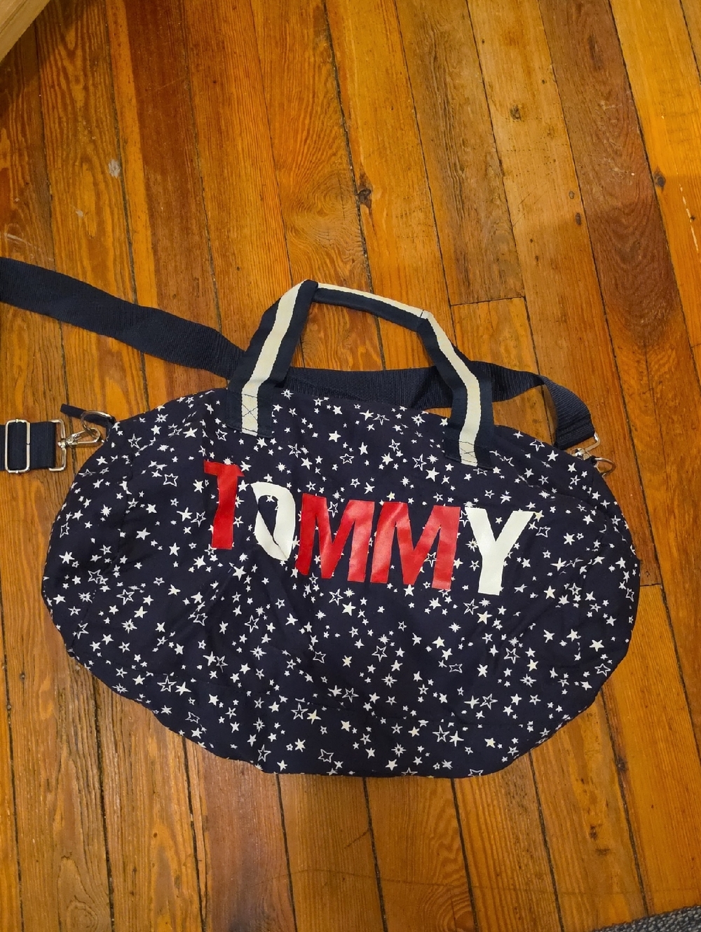 Tommy Hilfiger Navy Star Print Weekend Bag with Red Logo